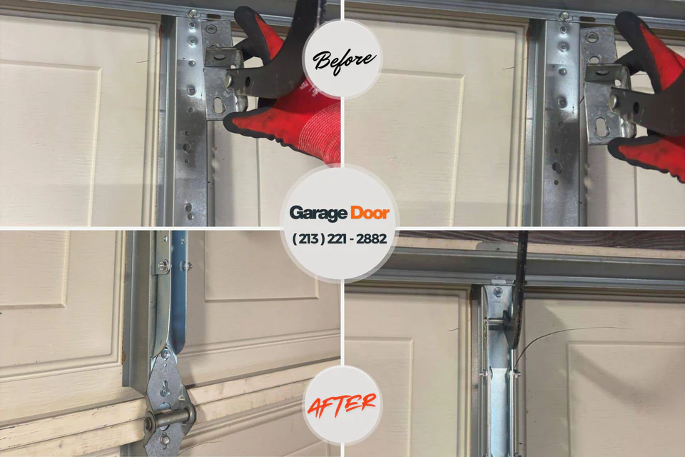 Before and after: garage door repair Pineville, NC
